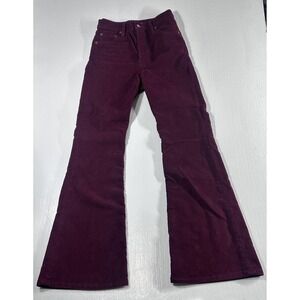 Levi's Premium Ribcage Flare Corduroy Pants Retro 70s Burgundy Button Fly 26